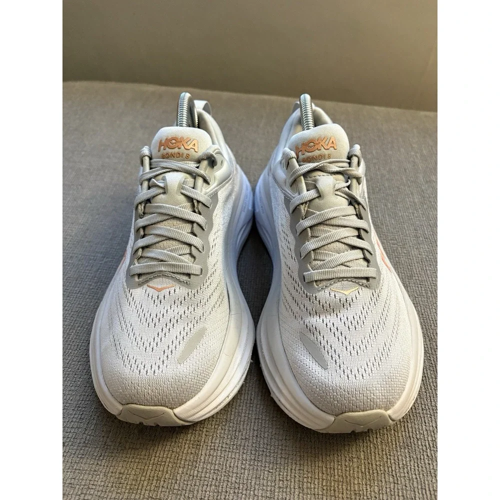 Women's Hoka One One Bondi 8 Harbor Mist Lunar Rock Running Shoes sz 7B